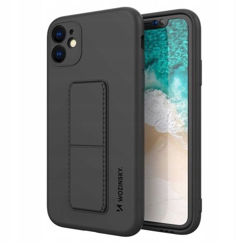 Wozinsky Fekete Telefontok iPhone 12 Pro Max készülékhez, összecsukható kitámasztóval - Apple