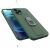 Sötétzöld iPhone 12 Pro Max tok gyűrűs tartóval, kamera és töltőport kivágásokat mutatva