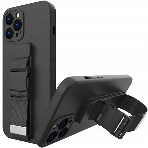 Rope case żelowe etui ze smyczą łańcuszkiem torebka smycz iPhone 12 mini czarny 127071025