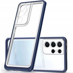 Clear 3in1 etui do Samsung Galaxy S22 Ultra żelowy pokrowiec z ramką niebieski 127081046 - Handyhüllen