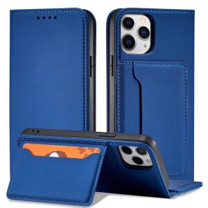 Magnet Card Case etui do iPhone 12 Pro Max pokrowiec portfel na karty kartę podstawka niebieski 140990175 - Handyhüllen