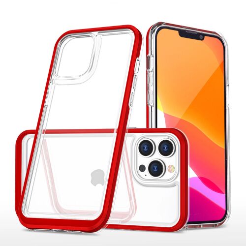 Tiszta Tokborítás Kerettel Iphone 14 Pro Max Piros Számára