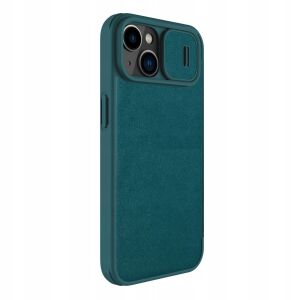 Nillkin Qin Leather Pro Case etui iPhone 14 Plus osłona na aparat kabura pokrowiec obudowa z klapką zielony 127100903 - Handyhüllen