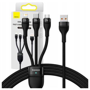 Cablu de Date 3in1, USB, 100W, 1.2m - Baseus Flash Series 2 (CASS030001) - Black (CASS030001) 127105319 - Cabluri Lightning