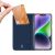 Dux Ducis iPhone 15 Plus kék pénztárca tok kártyatartóval használat közben