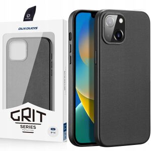 Dux Ducis Grit skórzane etui do iPhone 14 Plus elegancki pokrowiec ze sztucznej skóry (kompatybilne z MagSafe) czarny 127112892 - Handyhüllen