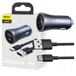 Baseus 40W USB Type-C nabíjačka do auta s káblom a balením - Nabíjačky do auta