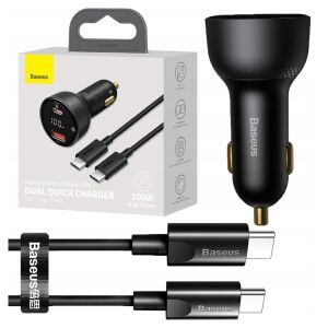 Incarcator auto + Cablu de date, Baseus, USB, USB-C, 100 W, Negru (TZCCZX-01) 127119125 - Baseus Incarcatoare auto