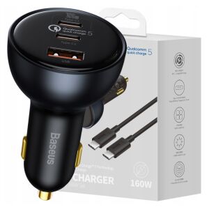 Baseus 160W USB Type-C nabíjačka do auta s Qualcomm Quick Charge 5 a káblom - Baseus Nabíjačky do auta