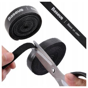 Baseus fekete tépőzáras kábelkötegelő tekercs méretre vágva - Baseus