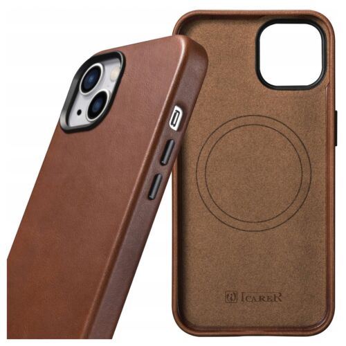 Icarer Case Bőr Tok Magsafe-Hoz Iphone 14+ Barna