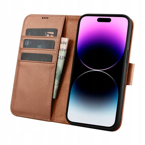 Icarer Case Case Házborító Bőr Tok Iphone 14Pro Barna Számhoz