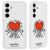 Samsung Galaxy S24+ weiße Handyhülle mit Keith Haring Herzdesign, Doppelansicht