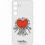 Samsung Galaxy S24+ weiße Handyhülle mit Keith Haring Herzdesign, Rückansicht