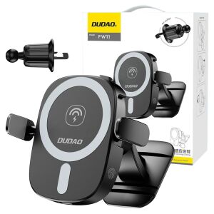 Dudao FW11 15W Suport Auto Wireless cu Încărcare pentru Telefon, Negru - Incarcatoare auto