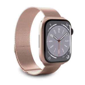 Puro rózsaarany Milanese szíj Apple Watch 38/40/41mm-hez fehér háttérrel - Puro