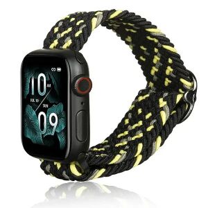 Beline Pasek do Apple Watch 38/40/41mm, Czarno-Limonkowy Pleciony Pasek Tekstylny na Apple Watch - Pasek do inteligentnego zegarka