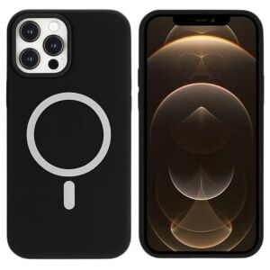Husă silicon neagră Mercury MagSafe pentru iPhone 12 Pro Max - Vedere față și spate - Mercury Huse telefon