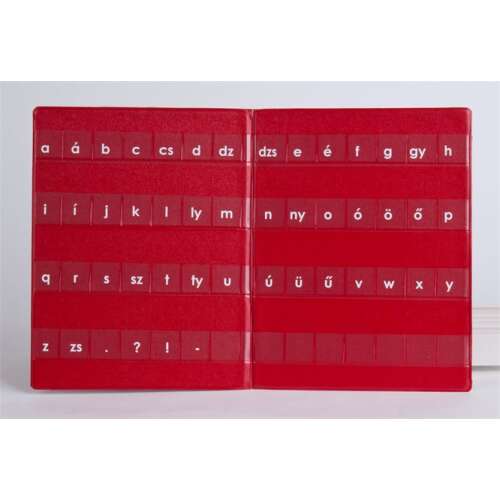 Red letter holder with the full Hungarian alphabet
