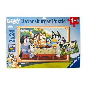 Cutie Bluey Ravensburger 2x24 piese puzzle cu scena de picnic a familiei Bluey, de la 4 ani - Ravensburger Puzzle