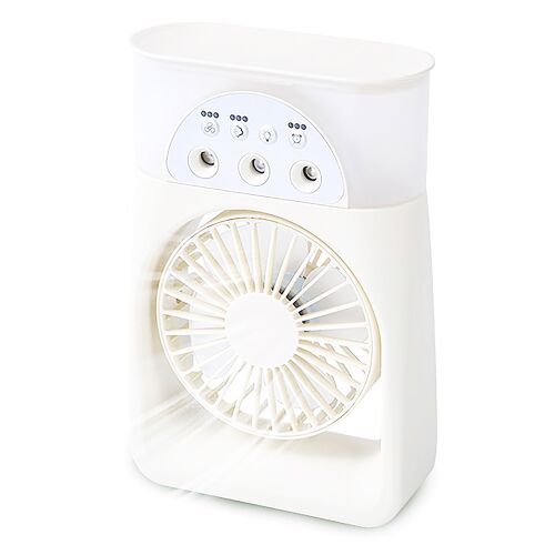 Преносим вентилатор за мъгла Dollcini, акумулаторен USB вентилатор с 3 скорости и резервоар за вода от 200 ml, бял