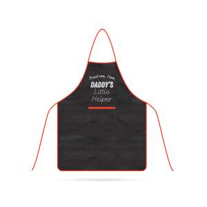 Black grill apron for kids with red trim, featuring the text 'Trust me, I'm Daddy's Little Helper' - Apron