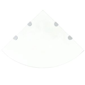 Átlátszó üveg sarokpolc króm tartókkal, 45x45 cm - Irodabútor