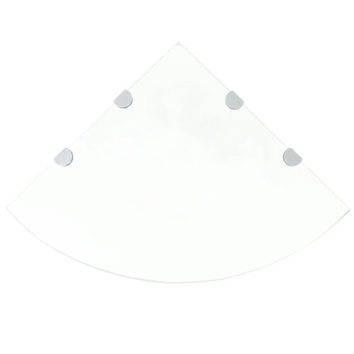 Átlátszó üveg sarokpolc króm tartókkal, 45x45 cm