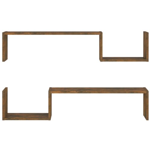 2 db-os füstös tölgy lebegő fali polc szett, modern design