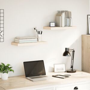 Szerelt fa függőpolcok tölgy furnérral, otthoni irodai környezetben - Baba & Tipegő