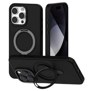 Czarne silikonowe etui Mercury Goospery kompatybilne z MagSafe ze stojakiem do iPhone 15 Pro - Mercury