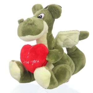 Plüss sárkány szívvel - 15cm