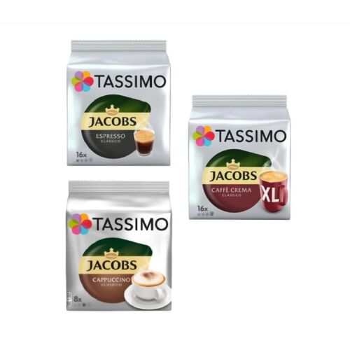 Jacobs Tassimo Kaffeekapseln Sortiment, Espresso, Caffe Crema XL, Cappuccino