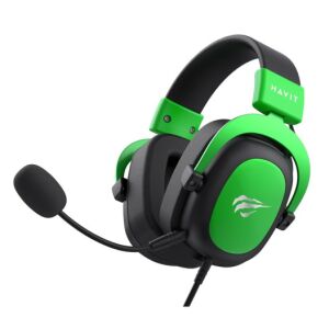 Havit H2002D Gamer Fejhallgató - Fekete és Zöld, ferde nézet - Havit