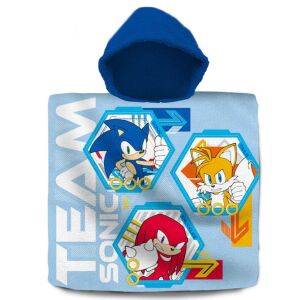 Sonic the Hedgehog Kapuzenponcho Handtuch, 60x120 cm, Baumwollfrottee - Sonic