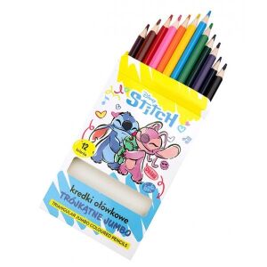 Disney Stitch 12 darabos Jumbo háromszögletű színes ceruza készlet, nyitott doboz - Színes ceruza