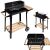 Pepita charcoal grill with wooden shelves, black and brown, multiple angles