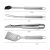 BBQ grill tools: basting brush, fork, tongs, and spatula with measurements