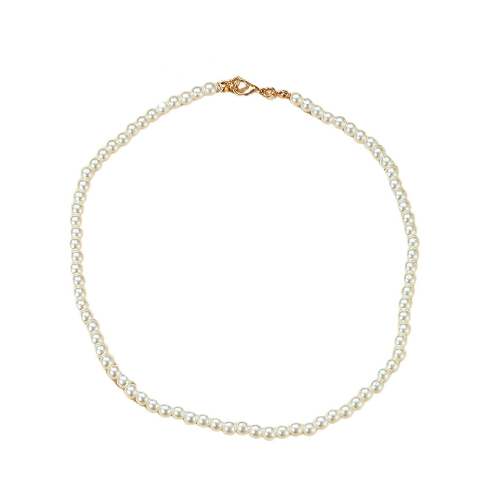 Елегантно перлено колие Dollcini - размер 4 мм, регулируема дължина, идеално за сватба и подарък, бяло