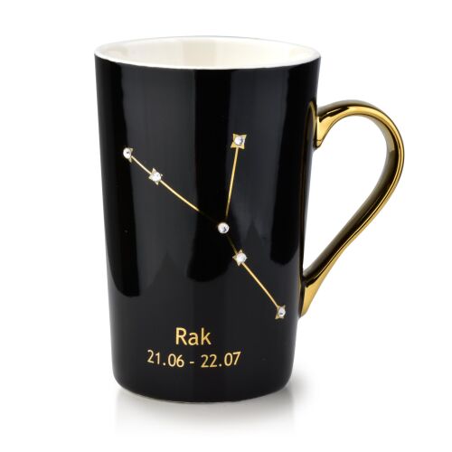 ZODIAK RAK bögre, 430ml fekete porcelán bögre Rák csillagjeggyel