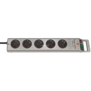 Brennenstuhl Super Solid 5-way surge protector with 2.5m cable, silver - Brennenstuhl Power Strip