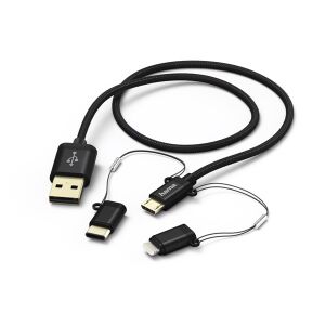 Hama 183348 1m micro USB / Type-C / Lightning 3 in1 fekete adatkábel 127433837 - USB kábel
