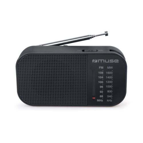 Radio analogic Muse M-025 R, negru, vedere din față