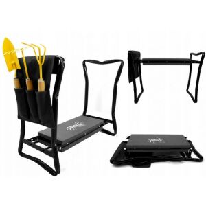 Záhradné kľačadlo a lavička 2v1 GardenLine 59x27,5x49cm - čierna 