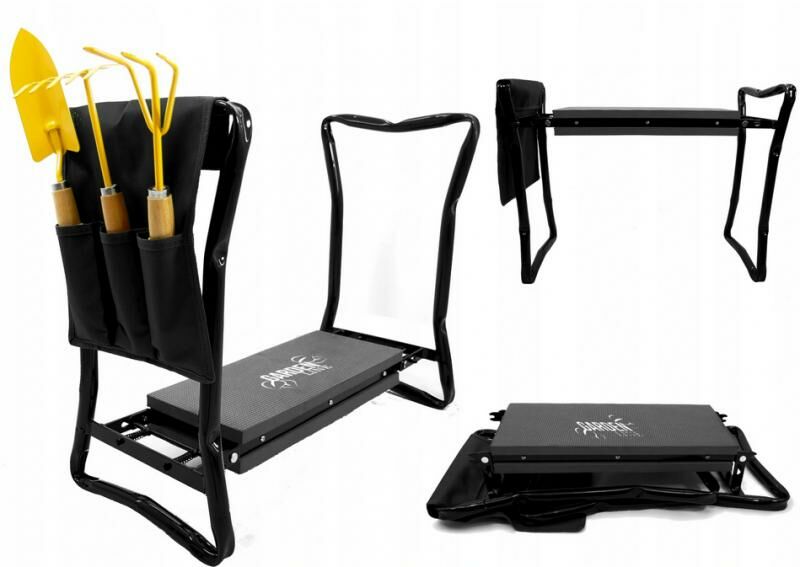 E-shop Záhradné kľačadlo a lavička 2v1 GardenLine 59x27,5x49cm - čierna