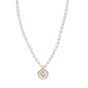 Dollcini Perlenkette mit Emaille-Blumenanhänger - Damen-Accessoires