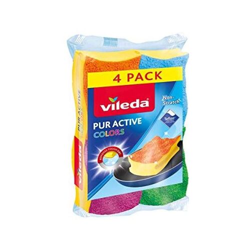 Mosogatószivacs, 3+1 db,  VILEDA "Pur Active Colors " 127476120