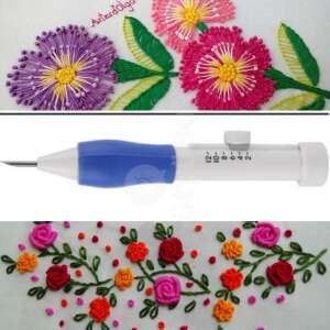 Embroidery pen with three needles, blue and white, for easy and fast embroidery - Art & Craft