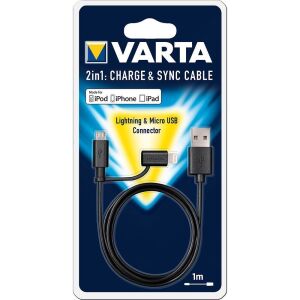 Varta 2 in 1 USB --> Lightning / Micro USB kábel 1 m  (57943101401) 127478948 - USB kábel