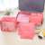 Set of 6 pink travel organizers for suitcase, clothes, shoes, and toiletries